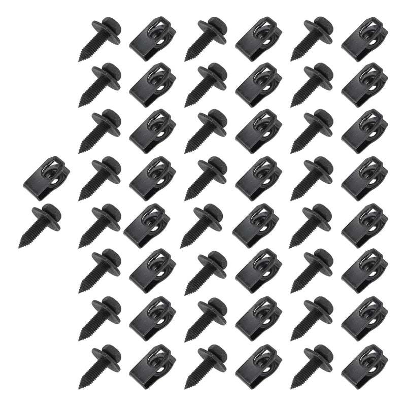 [Australia - AusPower] - 50PCS 1/4 Body Bolts & U-Nut Clips, Fender Bolts, Engine Under Cover Splash Shield Guard Body Bolts (25 Bolts + 25 Clips) 