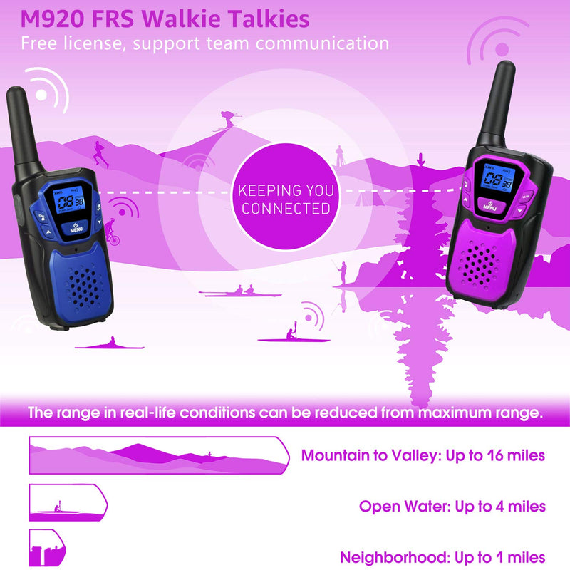 [Australia - AusPower] - Topsung Walkie Talkies for Adult,Rechargeable Long Range Walky Talky with Batteries and Charger,Portable Two Way Radio with NOAA Weather Alert for Hiking Camping and Skiing(Blue and Purple 2 Pack) pack of two Blue & Purple 