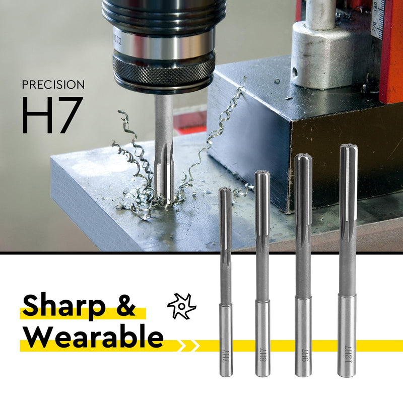 [Australia - AusPower] - SWAWIS 9 Piece H7 Straight Shank HSS Reamer Set, 2-10 mm Machine Reamer for Wood & Metalworking to Improve Accuracy in Drilling Processing H7 2-10 Mm, 9 Pieces 