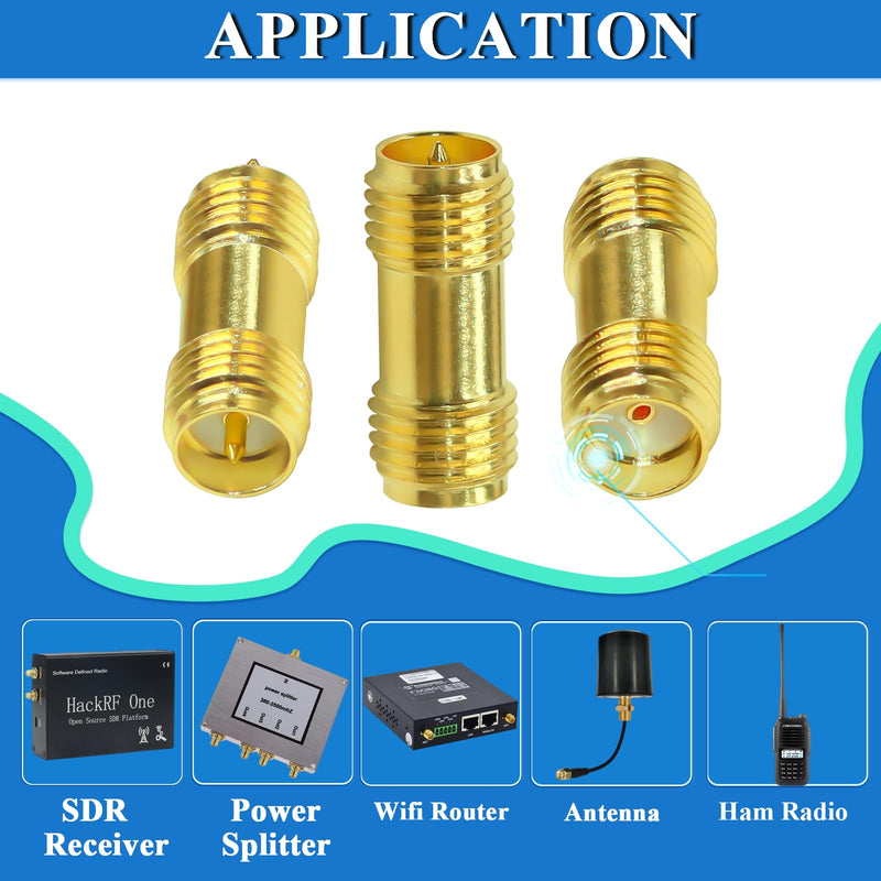 TUOLNK SMA Female to RP SMA Female RF Connector Kit RF Connector Converter for Antenna Radio Pack of 3