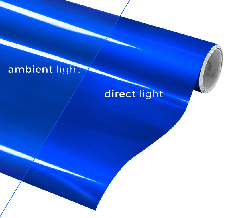VViViD DECO65 Reflective Blue Permanent Adhesive Craft 12 Inches x 4 Feet Vinyl Roll Including Free 12 Inches x 12 Inches Transfer Paper Sheet