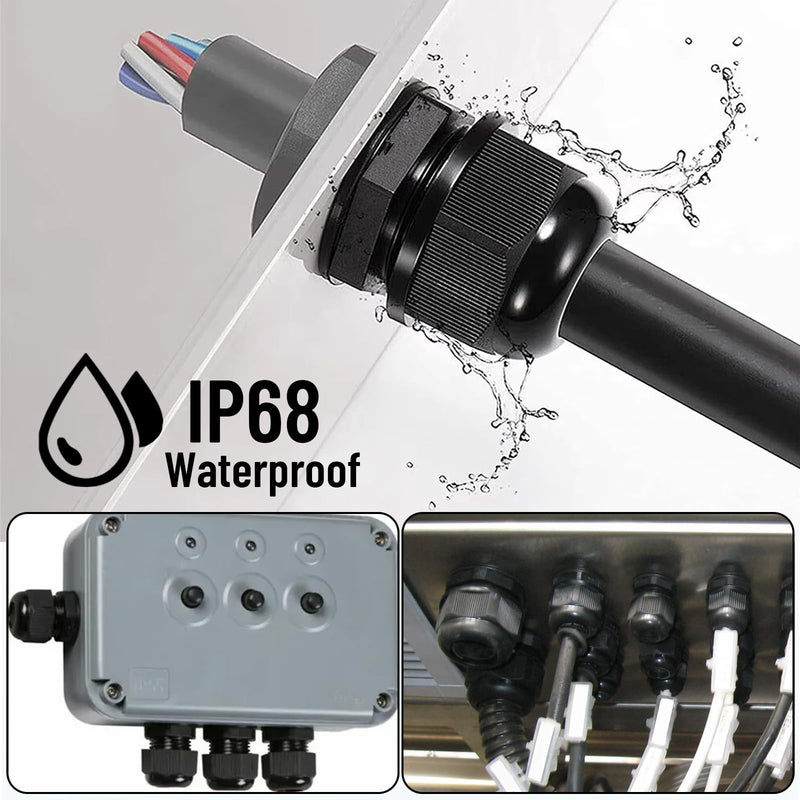 [Australia - AusPower] - Cable Glands, NPT 3/4in Power Strain Relief Cord Connector, Black PA Nylon Cord Grips, Adjustable IP68 Waterproof Cable Gland, for Electrical Box Wire (3/4"-2pcs) 3/4"-2pcs 