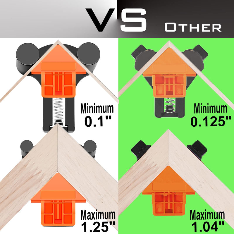 [Australia - AusPower] - 60/90/120 Degree Multi Angle Pro Corner Clamp for Woodworking Set of 4, Adjustable Spring Loaded Right Clamp Tools, Carson Carpentry, Frame Cabinet Wood Tools Accessories Orange 