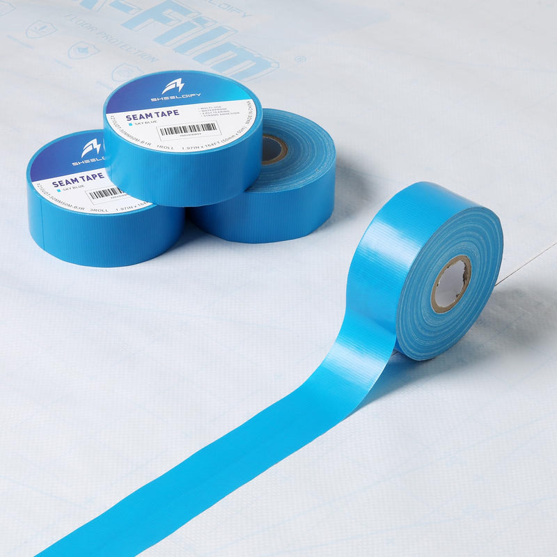 1.97" x 164‘ Seam Tape - Duct Tape Edge Tape Heavy Duty Multi-Purpose, Hand-Tearable, No Residue, Sky Blue, 1 Roll 1.97" x 164' 1Roll