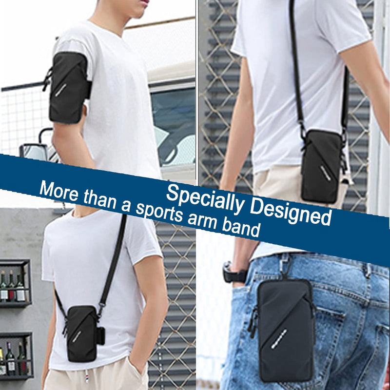 [Australia - AusPower] - Phone Holder, Small Crossbody Shoulder Holsters Bag with Arm Band, Fits iPhone and Android, Use for Running, Walking, Hiking & Biking (6.7 Inches, Black) 