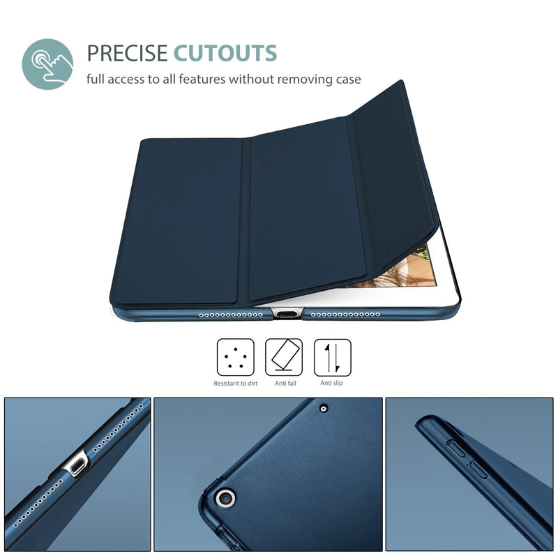 [Australia - AusPower] - for iPad 9.7 Inch Case iPad 6th/5th Generation Case 2018 2017(Model: A1893 A1954 A1822 A1823), Ultra Slim Lightweight Stand Case with Translucent Frosted Back Smart Cover -Navy Navy 