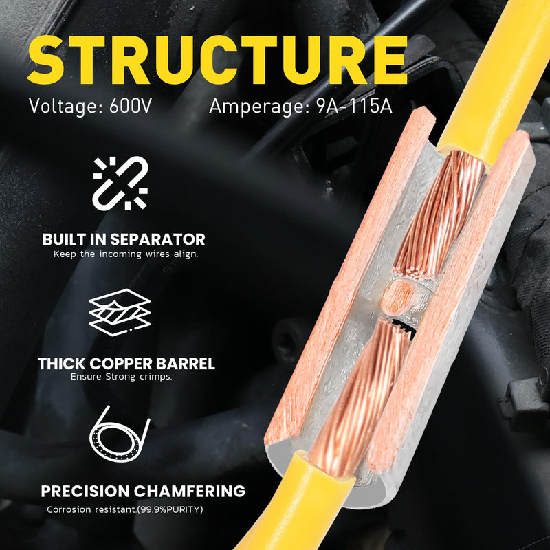 haisstronica Non Insulated Wire Connectors Kit 760 PCS - AWG 26-10 Tinned Copper Electrical Crimp Terminals with 3:1 Heat Shrink Tubing for Automotive, Marine, Industrial Wiring