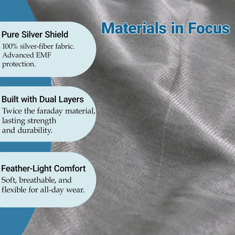 Grounding Hood Radiation Shielding Hat, Earth Connected Full Head Cover, Dual-Function Silver Fiber Faraday Protection Brain Coat