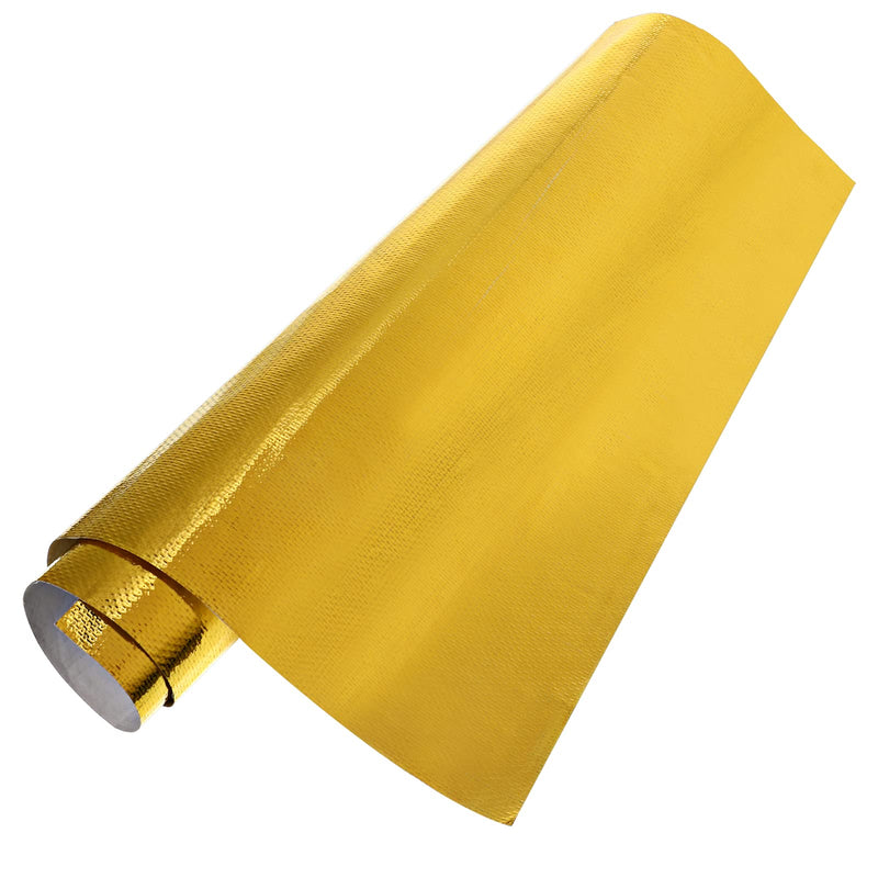 BBTO Heat Reflective Sheet Adhesive Backed Aluminized Fiberglass Heat Shield Tape Protection Barrier Heat Shield Resistant Material for Hose and Auto Use Heat Insulation Sheet(Gold, 48 x 71 Inch) Gold