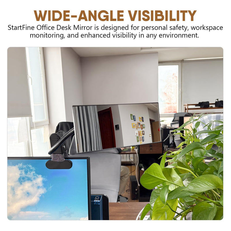 [Australia - AusPower] - Clip On Security Mirror Stick-On Office Desk Mirror for Personal Safety Desk Rear View Monitor Computer Cubicle Cabinet Workstation Security (6.69"x2.95" 2 Brackets 1 Framed Mirror) Black 2 Brackets with 1 Framed Mirror 