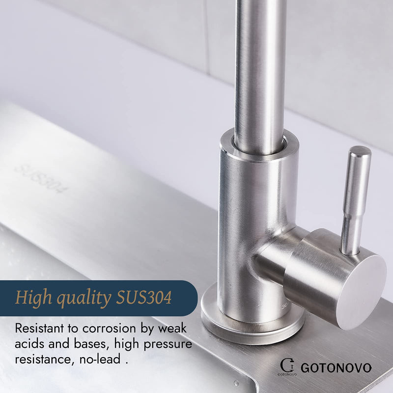 gotonovo Stainless Steel Cold Water Kitchen Sink Faucet Brushed Nickel Bathroom Single Handle Bar Faucet Faucet Single Temperature Water Only Silver Rotatable Elbow