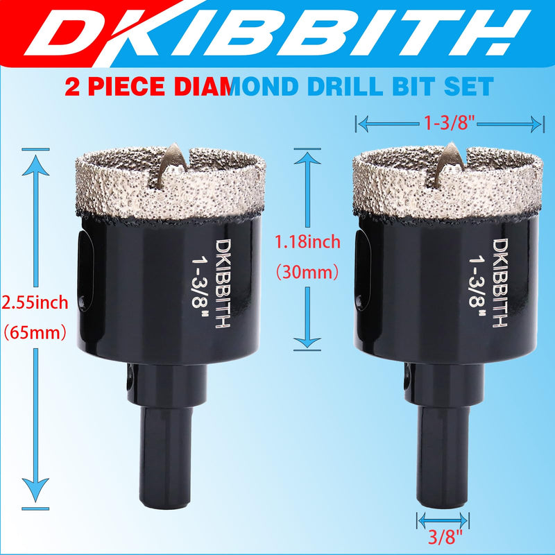 [Australia - AusPower] - 1-3/8" Diamond Hole-Saw Bits with Pilot Drill Bit - 2pc 1-3/8 in Diamond Tipped Tile Hole Saws with Guiding Bit for Accurate Drilling, for Porcelain Tile Ceramic Pots Granite Stone Glass Bottles 35mm (35mm)1-3/8" 