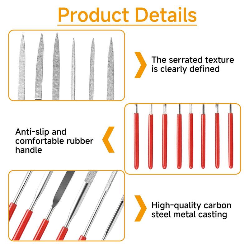 10 Piece Diamond Needle File Set 3 mm x 140 mm Precision Key Files | For 3D printing, model making and deburring, mini file set for metal, wood, plastic, 3D printer accessories