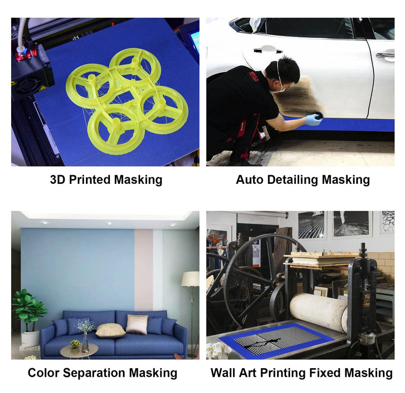 BOMEI PACK Wide Blue Painters Tape 3 Inches x 30 Yards, 3D Tape, 3D Printing Tape for Laser Cutting, 21-Day Clean Removal Wide Masking Tape