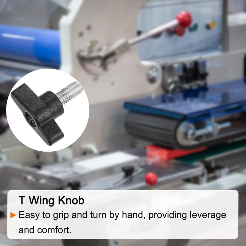 [Australia - AusPower] - 20pcs Wing Knobs M8 x 25mm Male Thread Plastic Tee Stud Knobs T Threaded Handles Hand Clamping Tightening Thumb Screws Thumbscrew, Black 