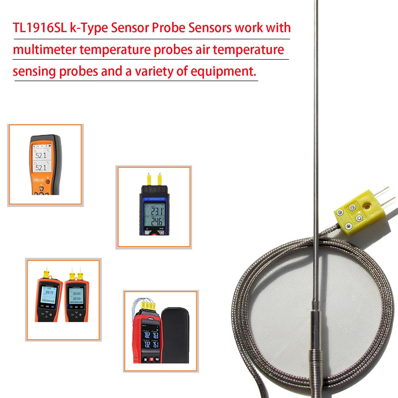 [Australia - AusPower] - K-Type Thermocouple Probe TL1916SL -50°F~1100°F Range Ultra-Thin 0.06in x 40in Long High Temp Sensor for Furnace Lab, Automotive Cooking 