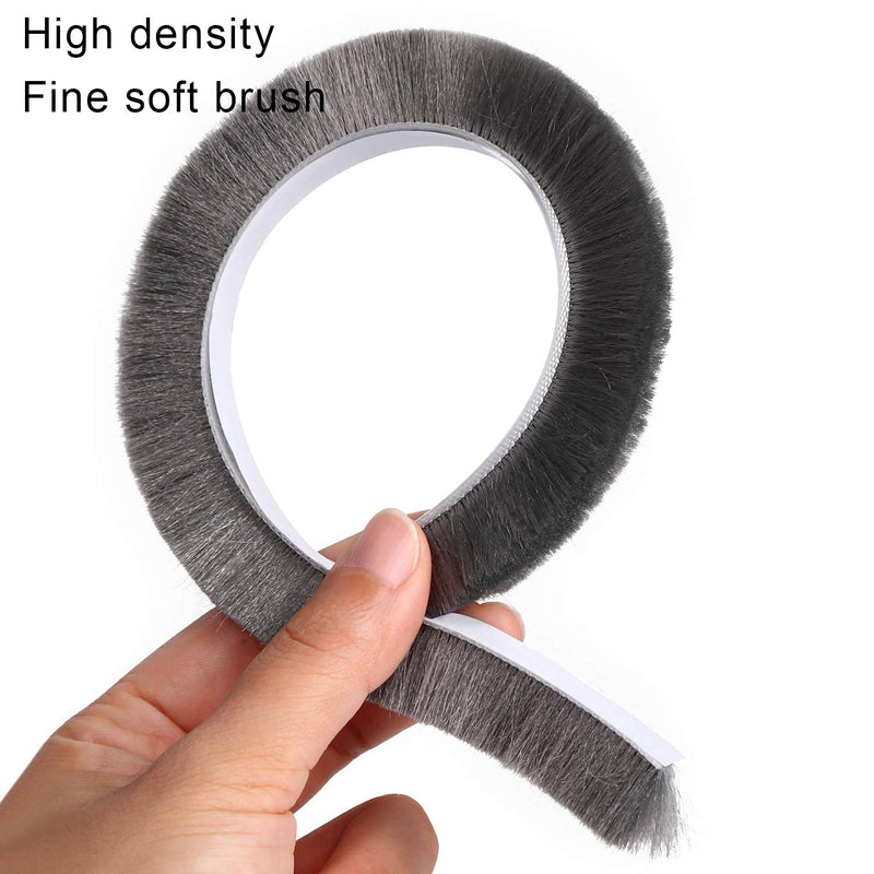 [Australia - AusPower] - Door Brush Seal, 33Feet, Felt Pile Weather Stripping for Doors, Weather Strip for Windows Cabinet, Self Adhesive Draft Blocker, Dust Stopper Sliding Door Seal Winter, Grey 10m 33Feet x 0.9in Brush x 0.4in Backing 