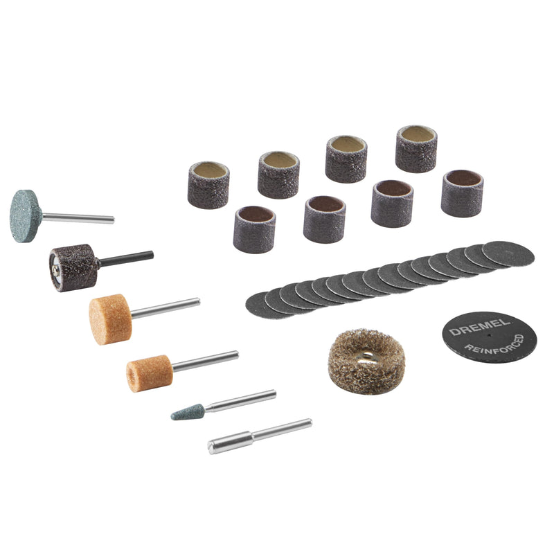 [Australia - AusPower] - Dremel 727-01 Sanding & Grinding Rotary Tool Accessory Kit with Case, 31-Piece – Includes Grinding Stones, Sanding Bands, Cut-Off Wheel and Mandrel New Model 