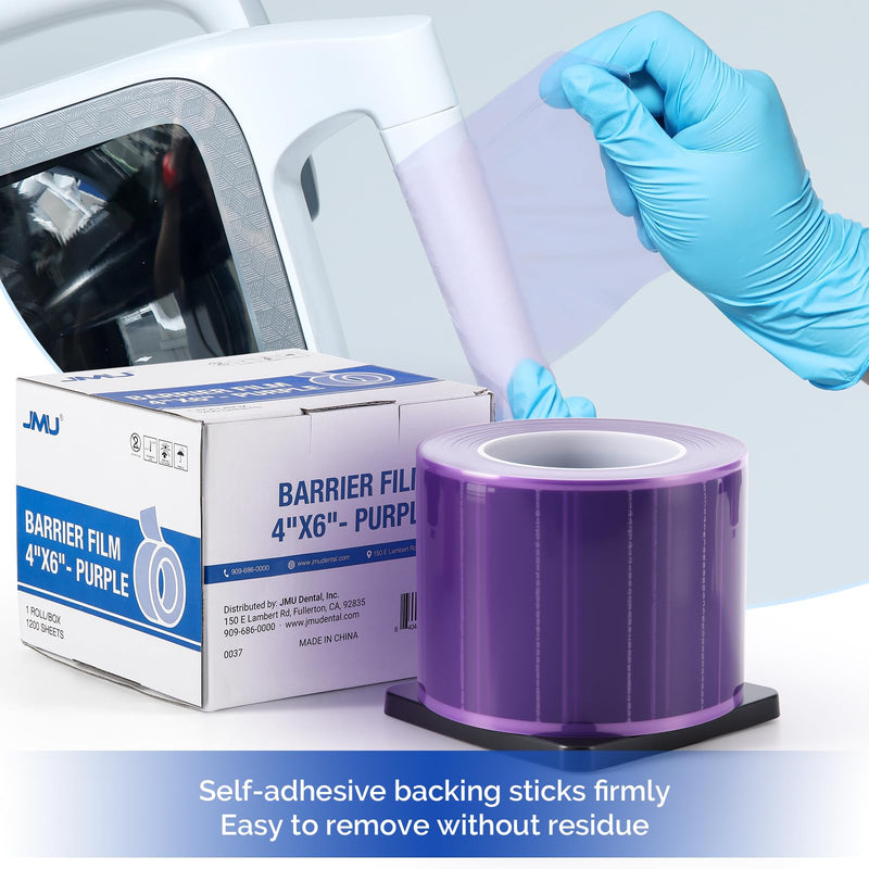 JMU Purple Barrier Film, Barrier Film Tattoo 4" x 6" Barrier Tape, Dental Barrier Film Roll (1 Rolls, 1200 Sheets) 1 Puprle