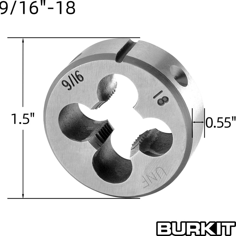 [Australia - AusPower] - Burkit 9/16"-18 UNF Tap and Die Set, 9/16 x 18 UNF Machine Thread Tap and Round Die Right Hand 9/16-18 UNF 
