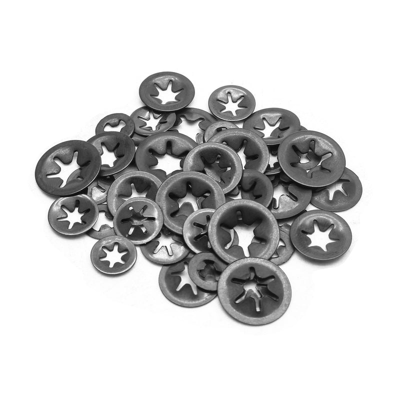 [Australia - AusPower] - 50 Pcs Internal Tooth Washers, 5 Sizes Star Locking Washers Steel Quick Locking Washers Push On Speed Clips Fasteners Kit(M2/M2.5/M3/M4/M5) 5 Sizes B 50 