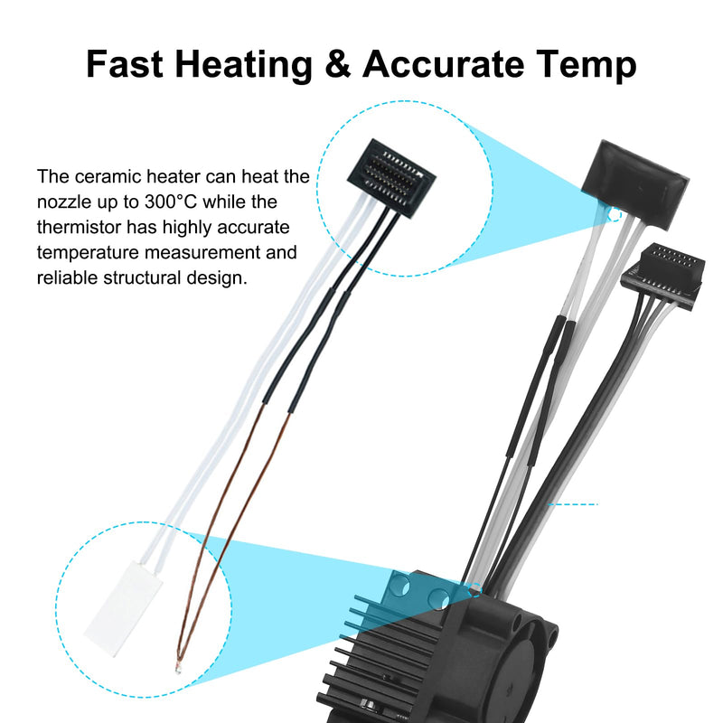 Bamboo Lab P1P, P1S Hotend Complete Kit for P1 Series 3D Printer, Full Assembly Hardened Steel Hot End with Fan, Thermistor, Ceramic Heater, 0.4mm Nozzle, and Extruder Heating Block Replacement