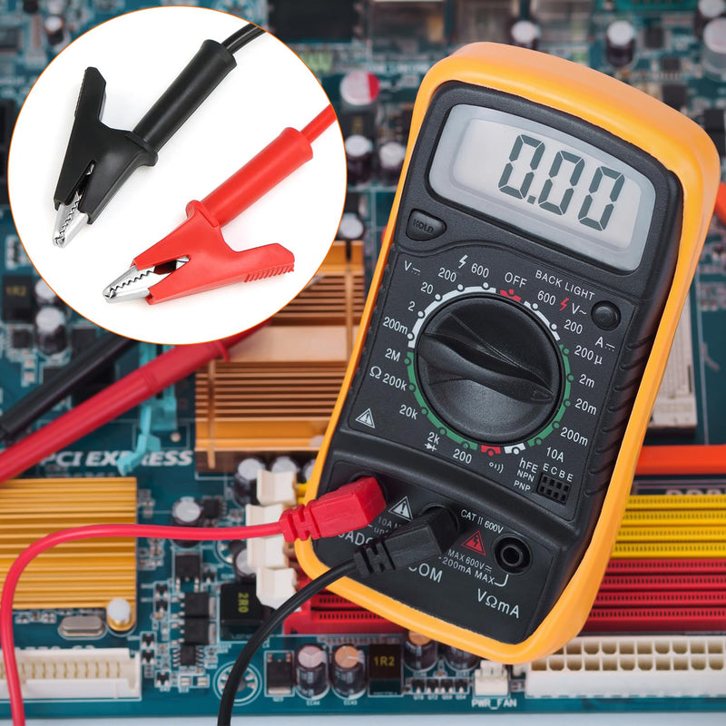 [Australia - AusPower] - QWORK® 5 Pieces Crocodile Clip Test Leads, Multimeter Test Leads, 1m, 1000V 15A for Circuits and Diagnostic Tests, 5 Colours 
