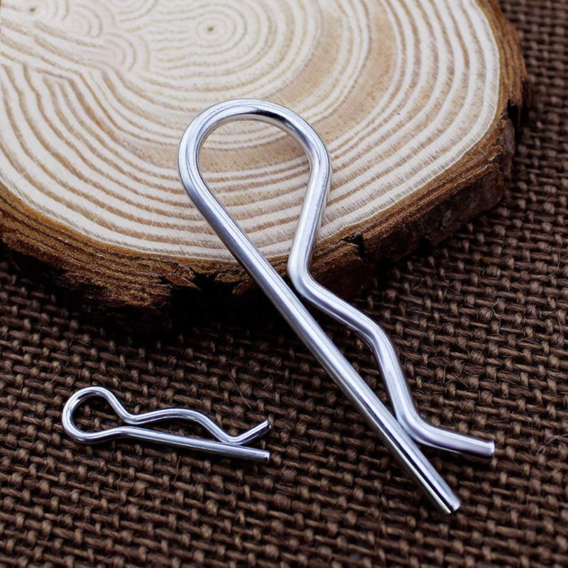 [Australia - AusPower] - 25 Pcs R Shaped Spring Cotter Pins Fastener Assortment Kit, Zinc Plated Steel Retaining Hair Pin for Hitch Pin Lock System - 5 Sizes 