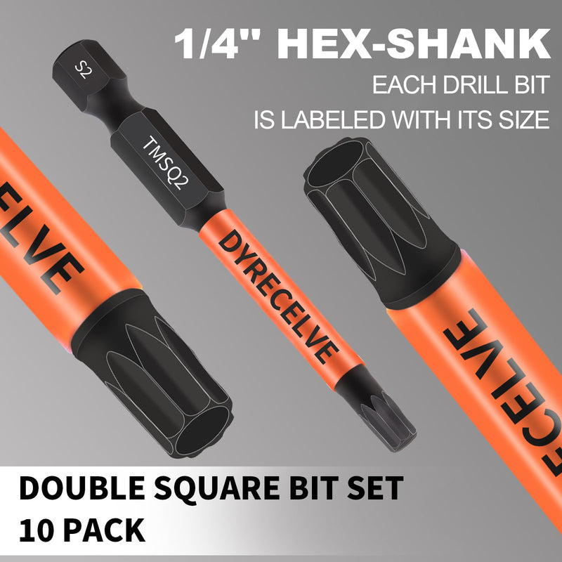 [Australia - AusPower] - 10-Pack 8 Point Star Bit - Professional 8 Point Torx Bit (Magnetic Heads & Hex Shank) - Double Square Bit Set Made of Premium S2 Alloy Steel - 8 Point Star Bit for Trailer - Sizes #1, 2 and #3 Blue 