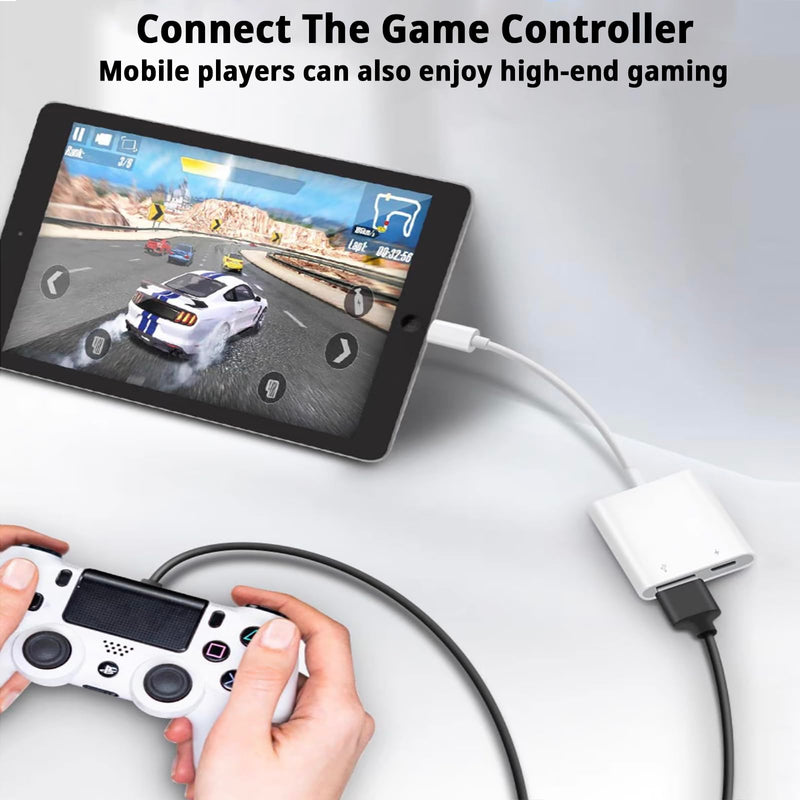 [Australia - AusPower] - [Apple MFi Certified] Lightning to USB Camera Adapter with Charging Port, Portable USB 3.0 Female OTG Cable for iPad to Connect Card Reader USB Flash Drive, Compatible for iPhone iPad 
