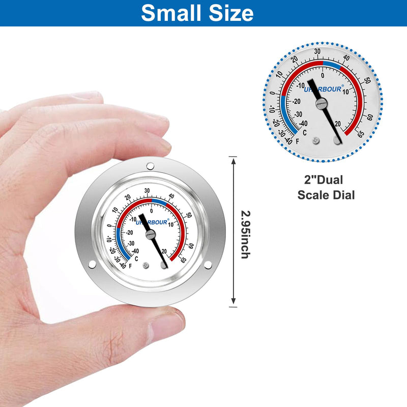 [Australia - AusPower] - Cooler Thermometer Comercial Freezer Thermometer Capillary Design Refrigeration Gauge, Range -40 to 65 ? / -40 to 20?, 2" Dial Stainless Steel Flanged Panel Mount -40 to 65 ?(Refrigeration Gauge) new model 