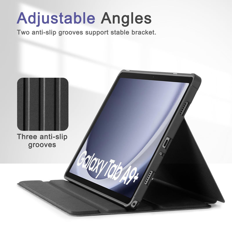 [Australia - AusPower] - CoBak Case for Samsung Galaxy Tab A9 Plus 10.9-inch 2023, Multi-Viewing Angles, All New PU Leather Smart Cover with Auto Sleep Wake Feature for Samsung Galaxy Tab A9 + Tablet Black 
