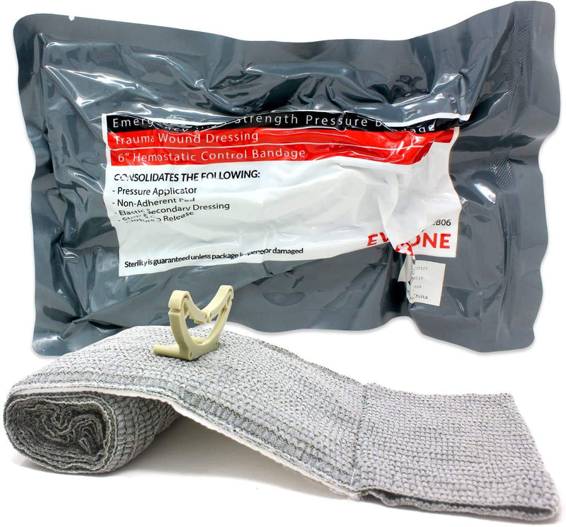 [Australia - AusPower] - 6" Israeli Emergency High Strength Compression Bandage, Trauma Wound Dressing, Hemostatic Control Bandage, 2 Pack 1 Count (Pack of 2) 