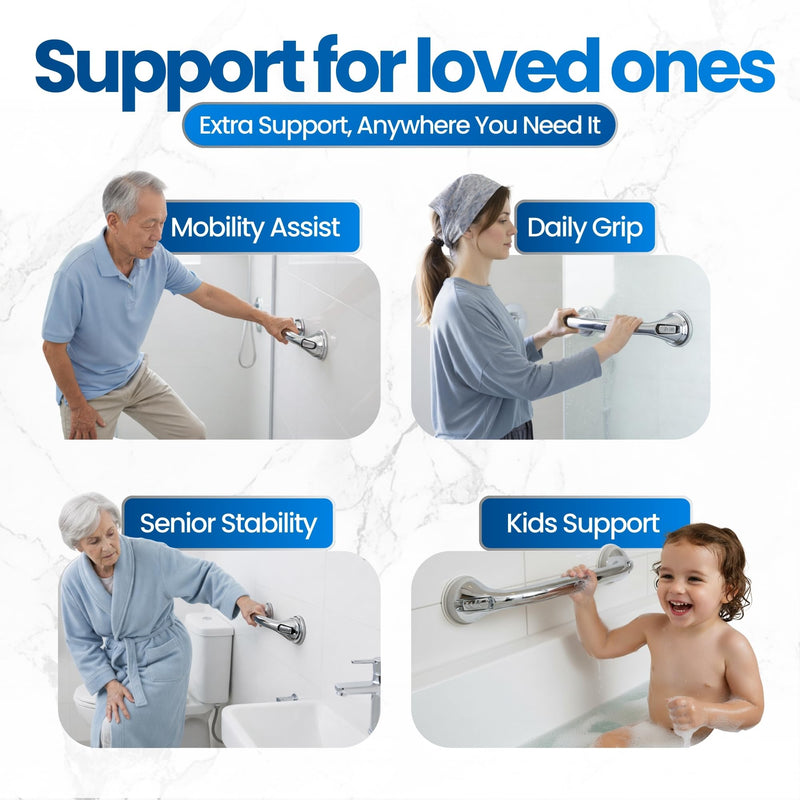 Safe-er-Grip Safe-er-Grip Changing Lifestyles Suction Cup Grab Bars for Bathtubs & Showers; Safety Bathroom Assist Handle, Chrome, 12 inches No Color 12 inch (Pack of 1)
