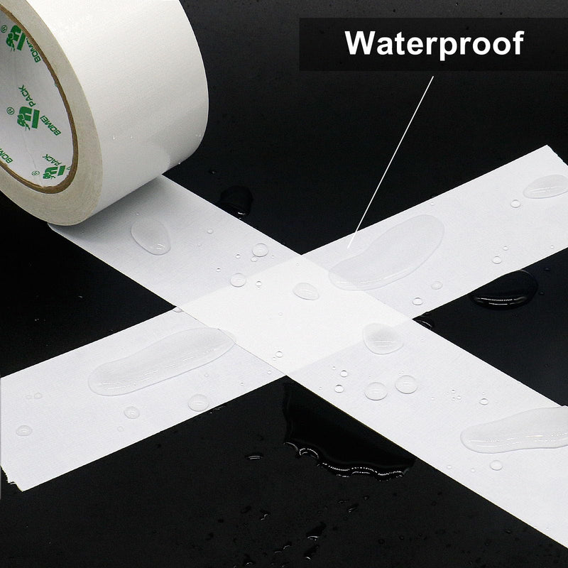 BOMEI PACK Duct Tape Heavy Duty, White 2 Pack 9 Mil Thickness,1.5 Inches x 30 Yards,Strong Industrial Strength,Flexible,No Residue,Waterproof and Tear by Hand,Multi-Use for Indoor & Outdoor Repairs