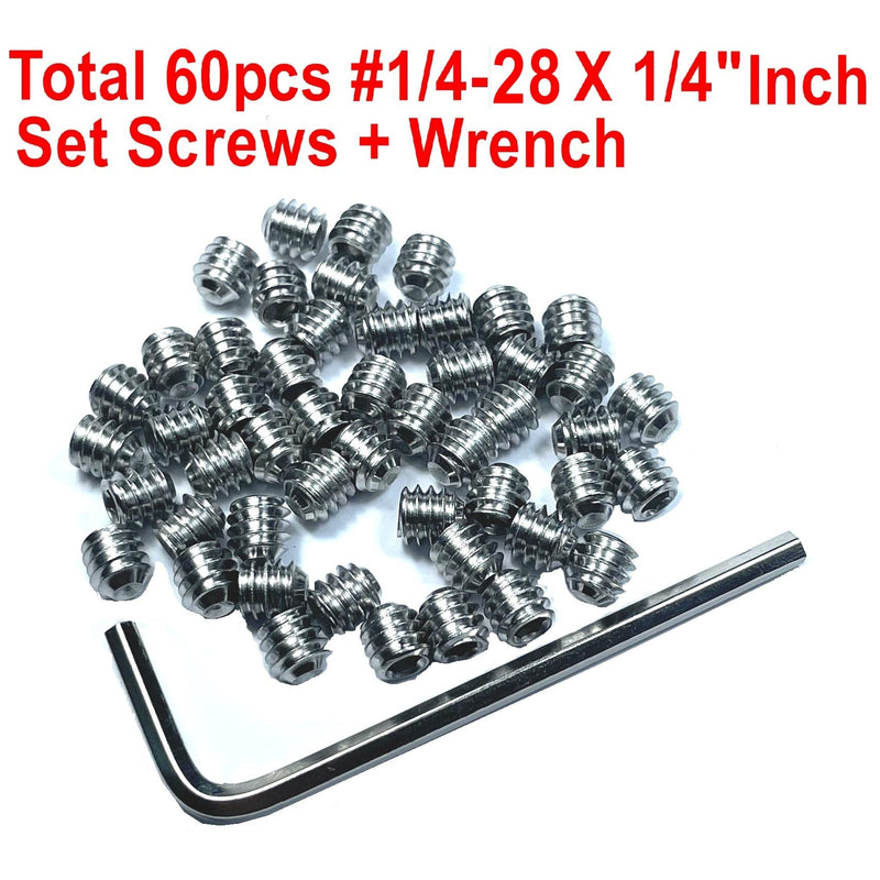 [Australia - AusPower] - 60pcs Set Screws 1/4-28 x 1/4" inch 304 Stainless Steel Allen Head Hex Hexagon Socket Set Screws with 1/8" Allen Wrench,Set Grub Screws Hex Allen Head Socket Set Screws.(1/4" Length) 1/4-28 x 1/4 Inch-60pcs 