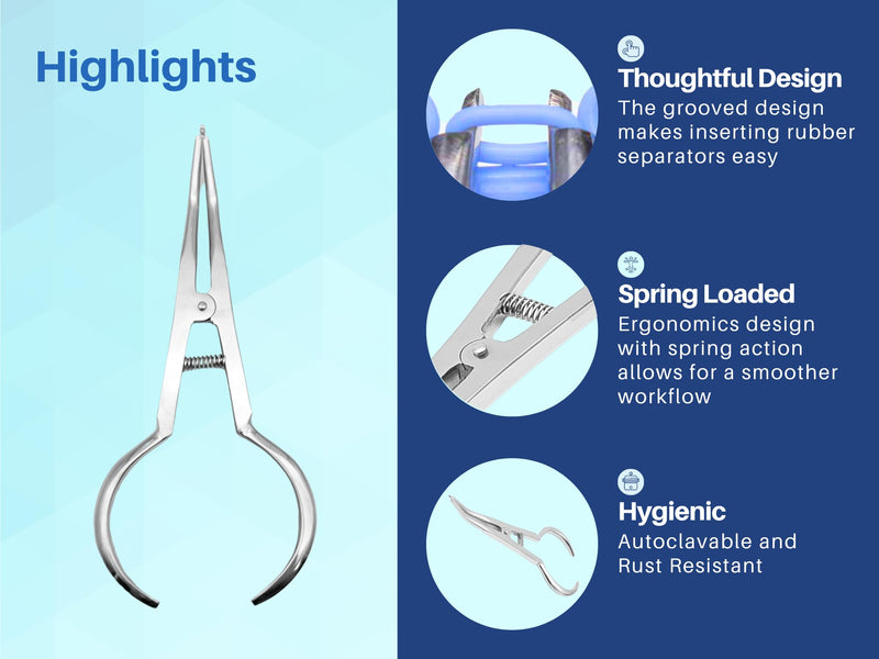 [Australia - AusPower] - Dental Orthodontic Separator Placing Pliers Elastic Separator Placer Pliers Separator Pliers by ARTMAN 