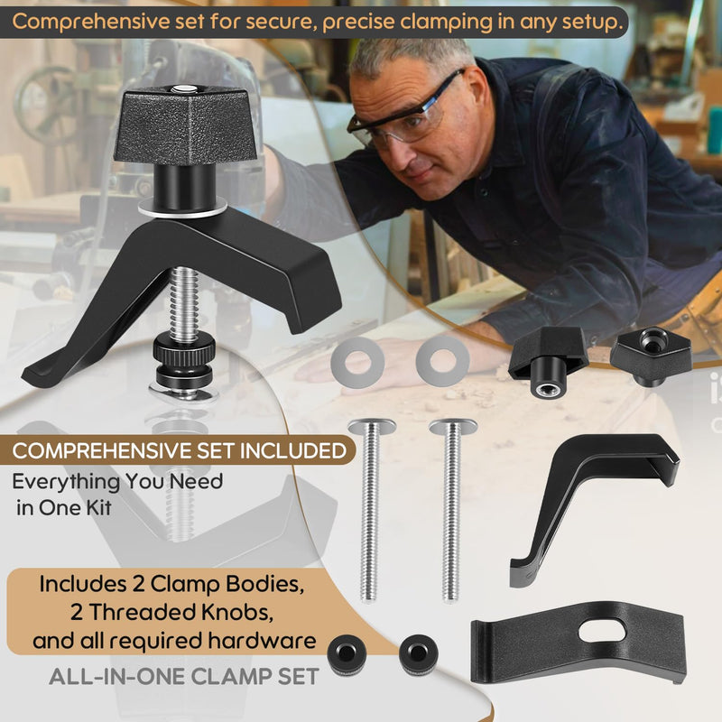 [Australia - AusPower] - Track Clamps Compatible with Kreg KMA7520 – Replacement Clamping Kit for Clamp Trak, Accu-Cut, and Universal Trak Systems – 2-Pack 
