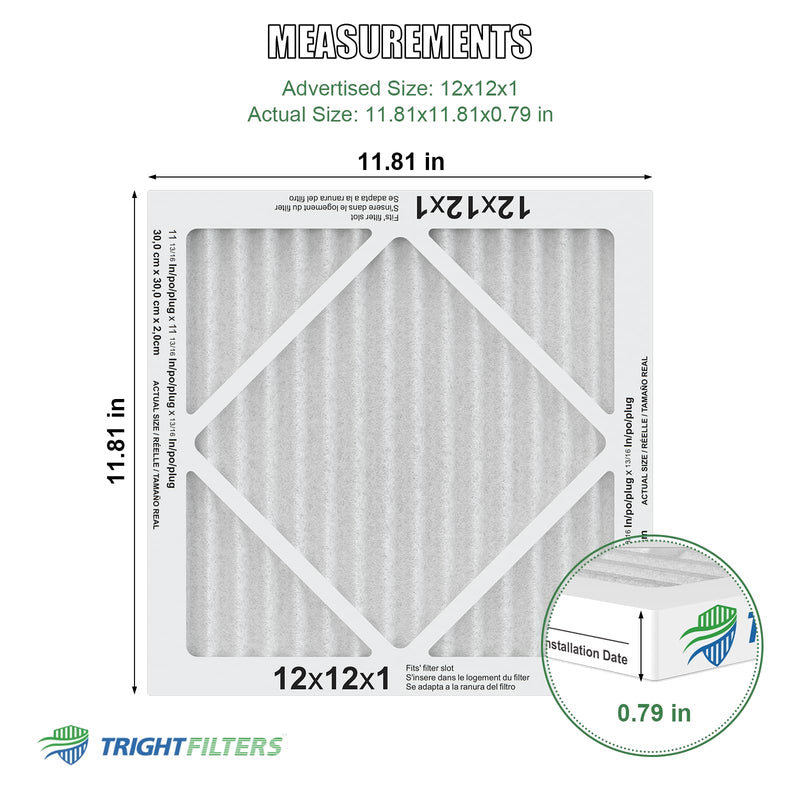 [Australia - AusPower] - 12x12x1 Air Filter 4 Pack, MERV 8 Pleated Dust Defense Air Filters Replacement Air Conditioner HVAC AC Furnace Filter, Durable and Lightweight 12x12x1 