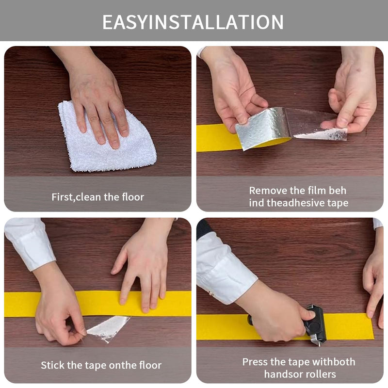 Heavy Duty Aluminum Foil Anti-Slip Tape 4" x30FT Yellow - Industrial Safety Grip for Warehouse Stairs, Pool Decks & High-Traffic Walkways - Waterproof Traction Tape 4 IN