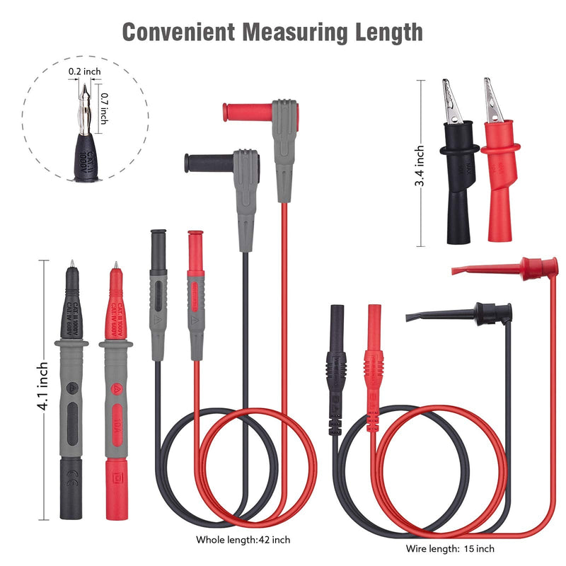 [Australia - AusPower] - WGGE WG-026 10 Pieces and 5 Colors Test Lead Set & WG-011 Test Lead and Safety Alligator Clips & WGGE ElectricianTest Lead Kit CAT III 1000V & CAT IV 600V with Insulation Alligator Clips 