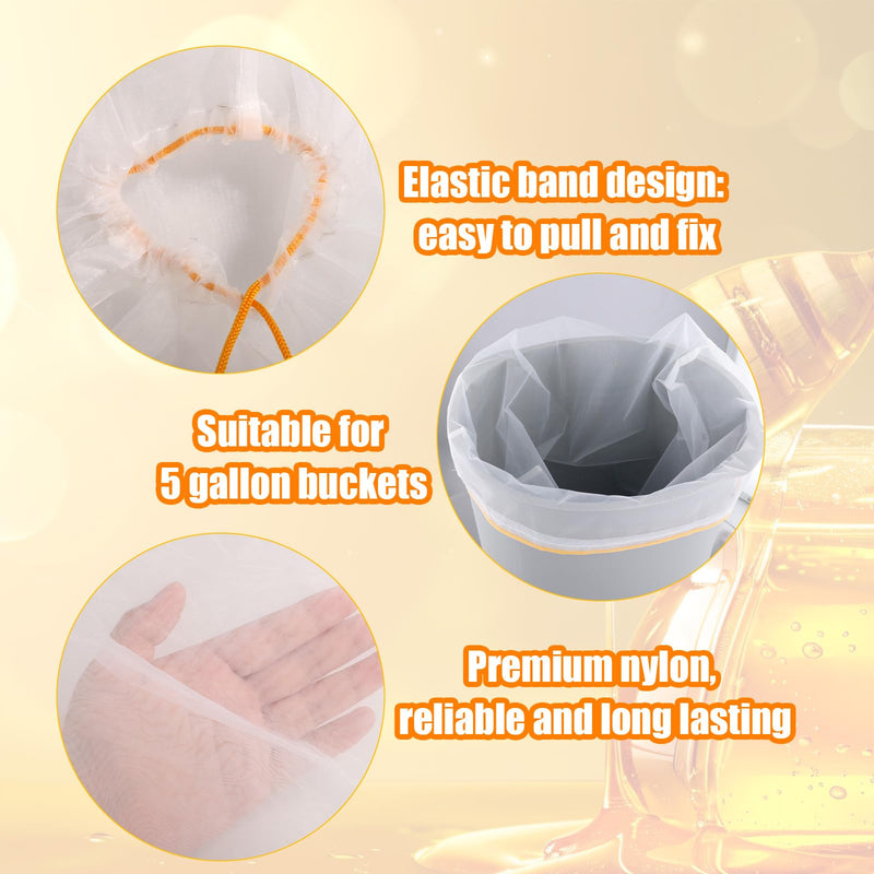 [Australia - AusPower] - PEUTIER Pack of 2 Honey Filter Bags, 57.5 x 46 cm, Fine Mesh Nylon Strainer Bag with Adjustable Drawstring, Reusable Honey Filter Cloth, Nut Milk Bag, Beekeeping Supplies for Beginners for Farmers 