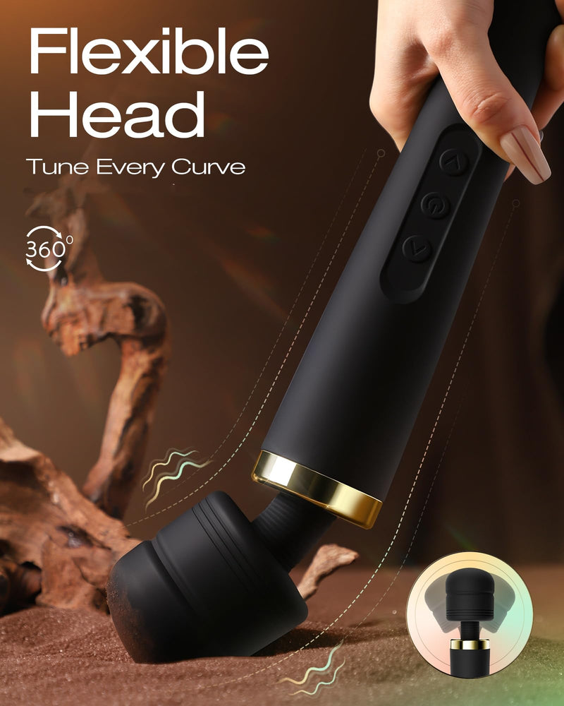 [Australia - AusPower] - Toendi Premium Massager Tools for Beginners AI-Sync App Control Body Massager with 8 Speeds & 5 Modes, 360° Head Massager Waterproof Massager, Massage Wand for Women, Men, Couple 