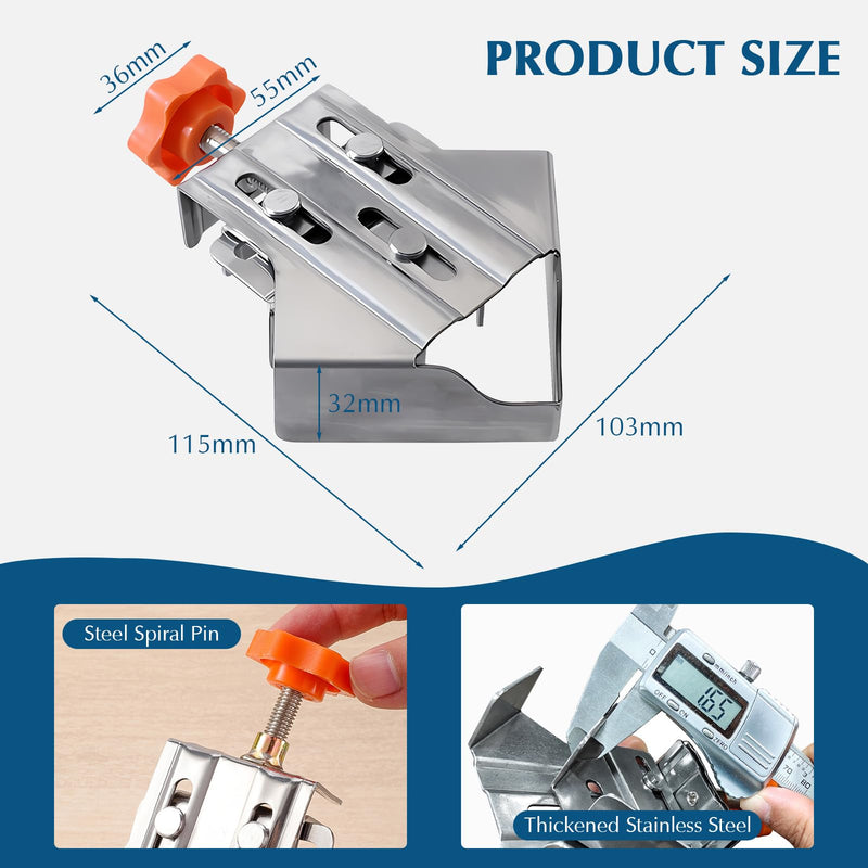 [Australia - AusPower] - Owfeel 2pcs Stainless Steel Right Corner Clamp,90 Degree Right Angle Clamp for Woodworking,Right Angle Clip Fixer,Single Handle Clamps for Woodworking, Photo Framing (Close) Close 