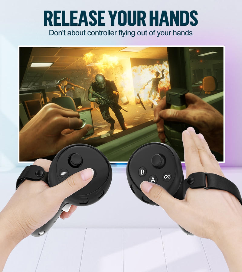 [Australia - AusPower] - Silicone Cover Set Compatible with Oculus/Meta Quest 3, VR Accessories Protective Cover Includes Controller Grips, Front Shell Headset Cover and Face Cover (Black) Black 