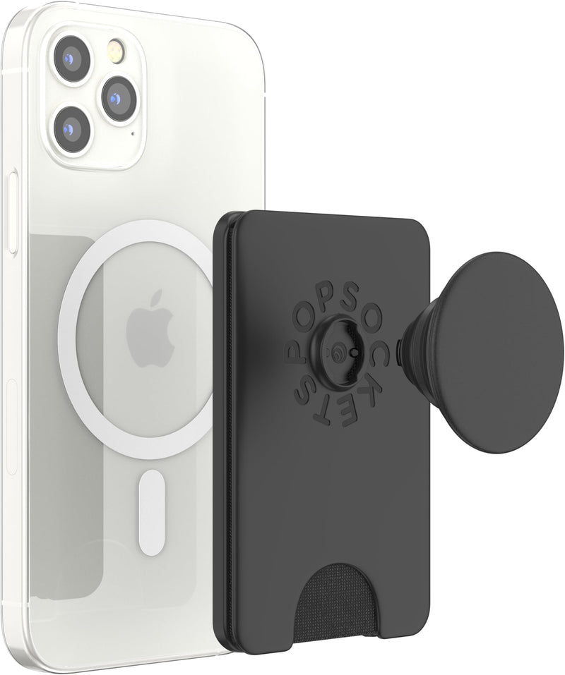 [Australia - AusPower] - PopSockets Phone Wallet with Expanding Grip and Adapter Ring for MagSafe®, Phone Card Holder, Wireless Charging Compatible, Wallet Compatible with MagSafe® - Black 