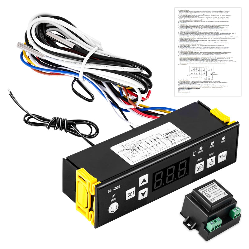 [Australia - AusPower] - Electronic Temperature Controller 110V Digital Display Refrigerator Temperature Controller, SF-205 Temperature Thermostat with Defrosting Function, Equipped with External Transformer 