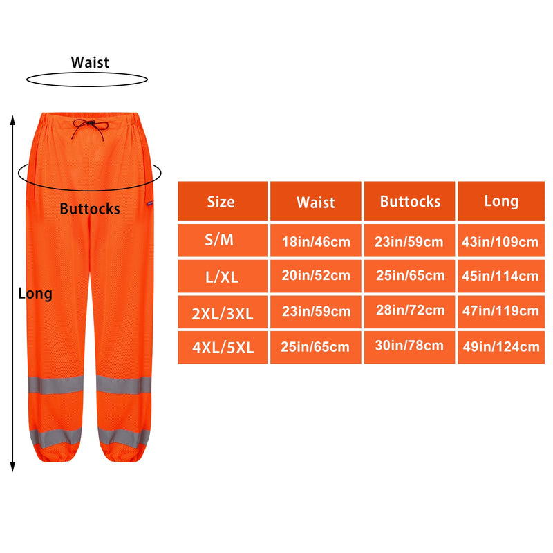 A-ASFETY High Visibility Reflective Traffic Safety Work Mesh Road Pants Medium Orange