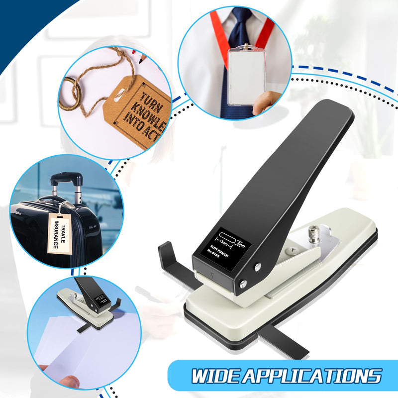 Gisafai 2 Pcs Badge Slot Hole Punch ID Card Slot Punch Hand Held Metal Hole Puncher Oval Slotting Tool for PVC ID Card, Luggage Tag, Name Tag and Badge Holder