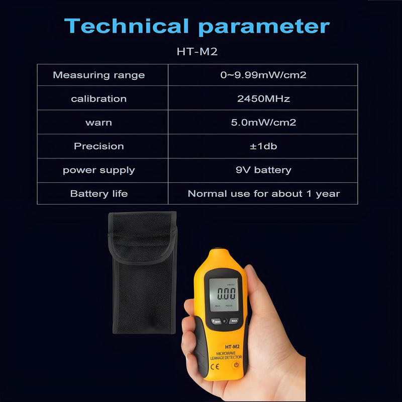Microwave Tester,HT M2 Digital LCD Display Digital Microwave Oven Tester 2450MHz 9V EMF Meter Radiation Detector Testers with Bag for Home Outdoor Microwave Oven Tasting